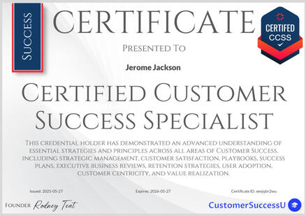 JJackson Certified CCSS Certified Customer Success Manager